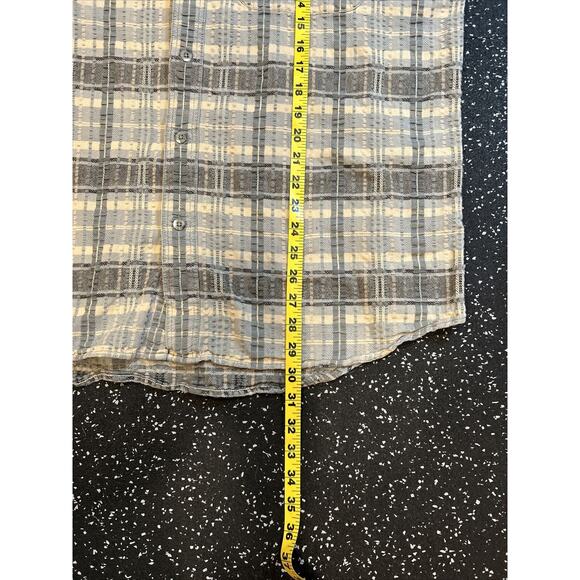 Cabelas Outdoor‎ Gear Gray/Blue Plaid Button Shirt Mens Large Short Sleeve - Picture 7 of 9